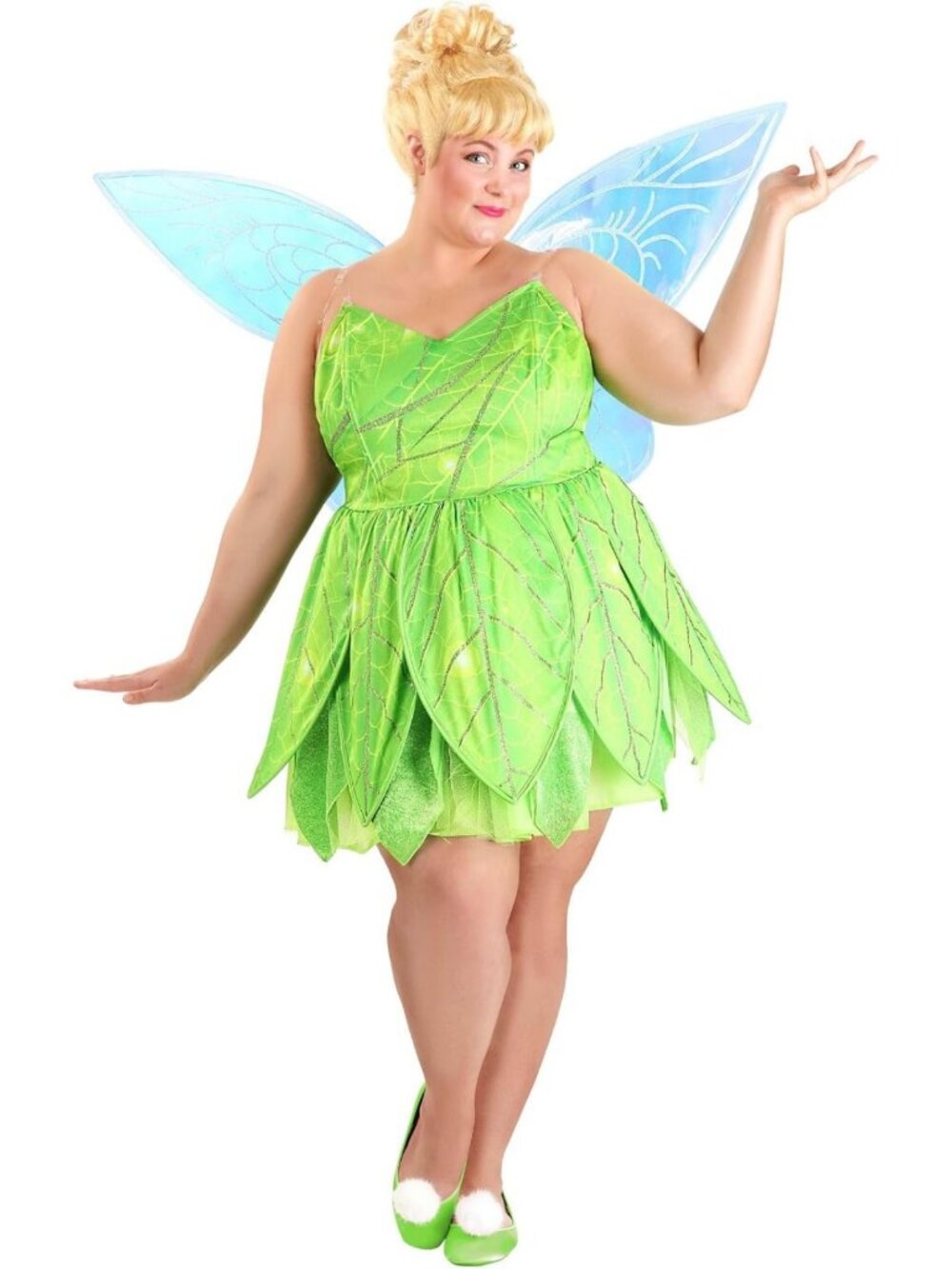 Plus Size Tinker Bell Costume Dress for Women - Fairy Cosplay Outfit with Wings